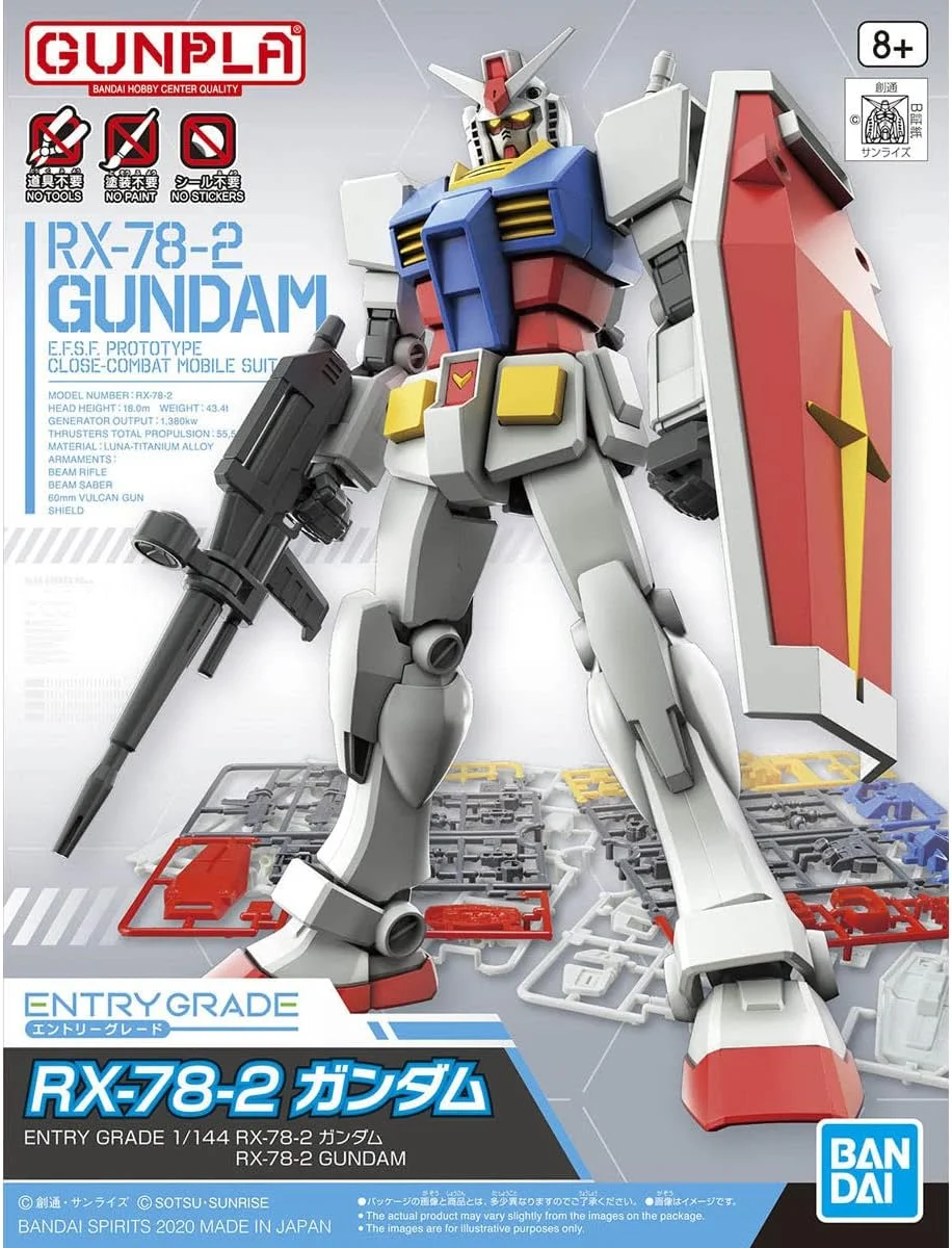 Bandai Hobby EG 1/144 Mobile Suit Gundam - RX-78-2 Gundam Plastic Model Kit Box
